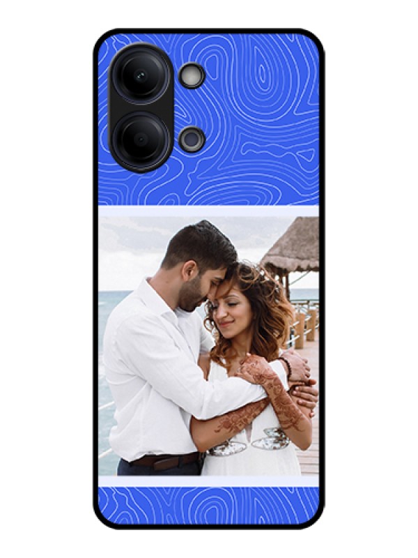 Custom Vivo Y11 5G Custom Glass Phone Case - Curved Line Art With Blue And White Design