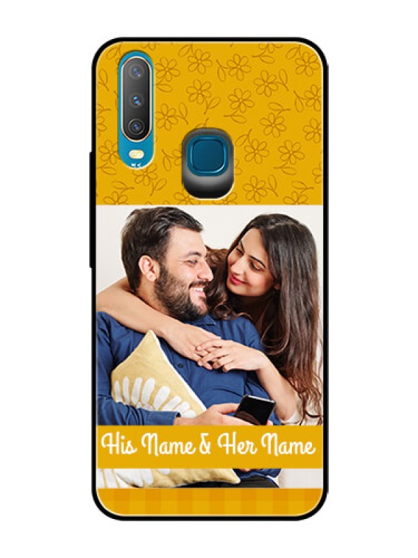 Custom Vivo Y12 Custom Glass Mobile Case  - Yellow Floral Design