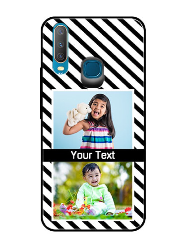 Custom Vivo Y12 Photo Printing on Glass Case  - Black And White Stripes Design