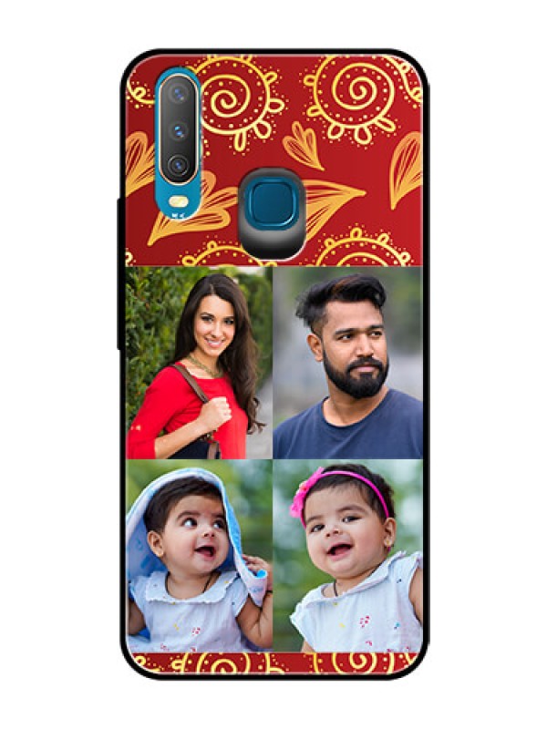 Custom Vivo Y12 Photo Printing on Glass Case  - 4 Image Traditional Design