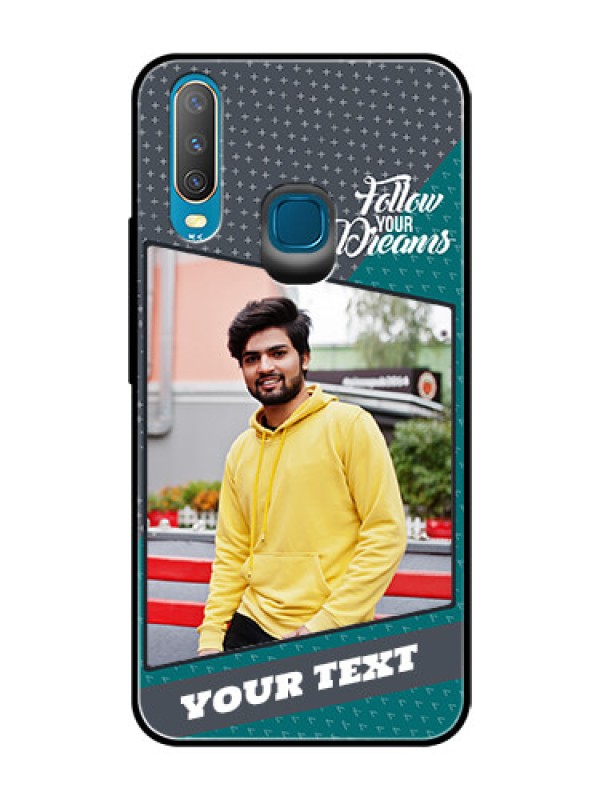 Custom Vivo Y12 Personalized Glass Phone Case  - Background Pattern Design with Quote