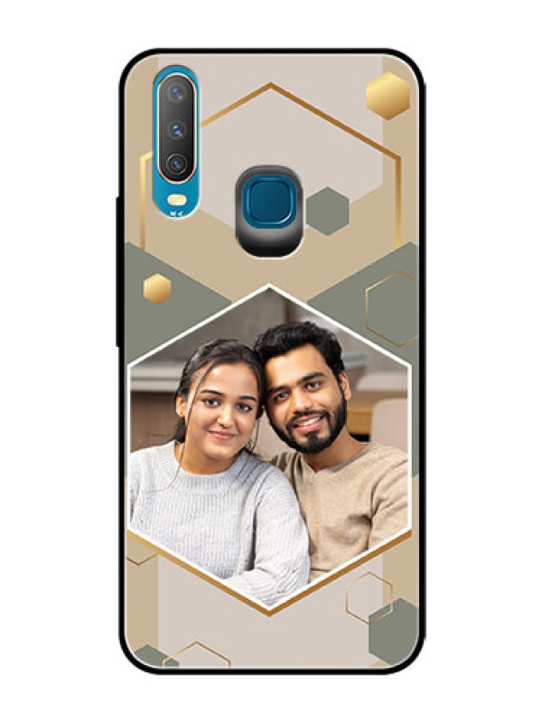 Custom Vivo Y12 Photo Printing on Glass Case - Stylish Hexagon Pattern Design