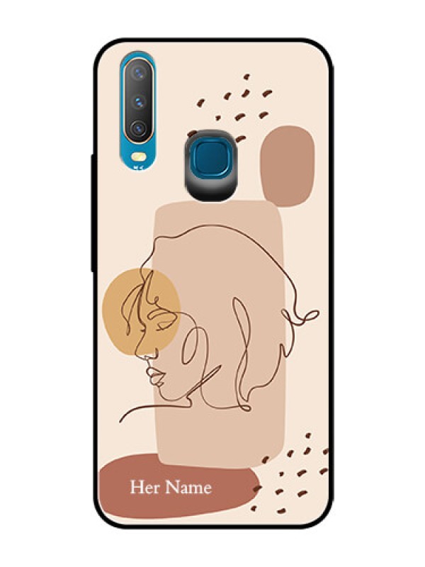 Custom Vivo Y12 Photo Printing on Glass Case - Calm Woman line art Design