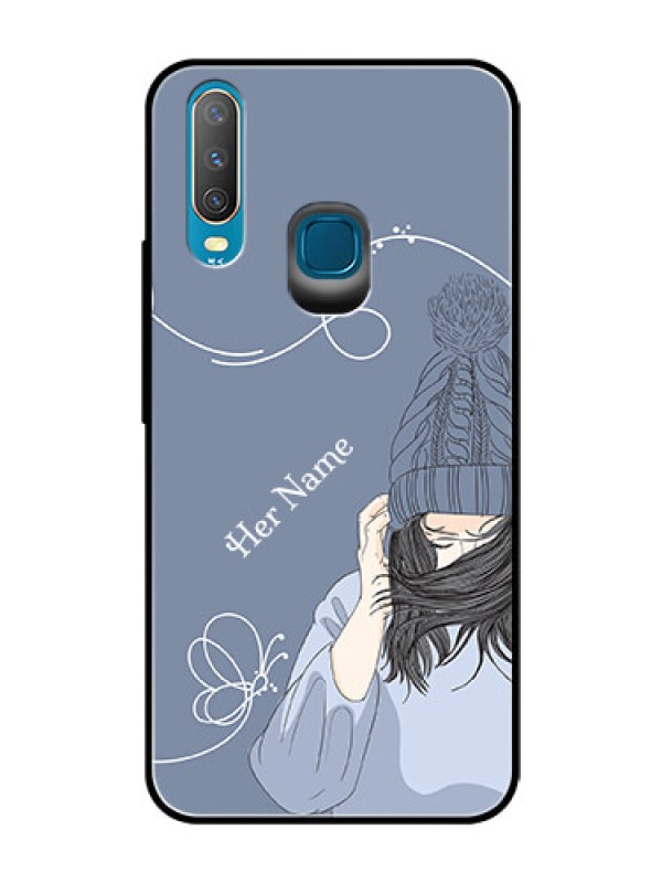 Custom Vivo Y12 Custom Glass Mobile Case - Girl in winter outfit Design