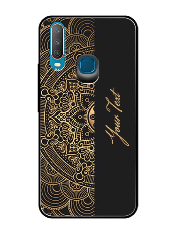 Custom Vivo Y12 Photo Printing on Glass Case - Mandala art with custom text Design