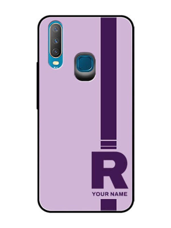 Custom Vivo Y12 Photo Printing on Glass Case - Simple dual tone stripe with name Design