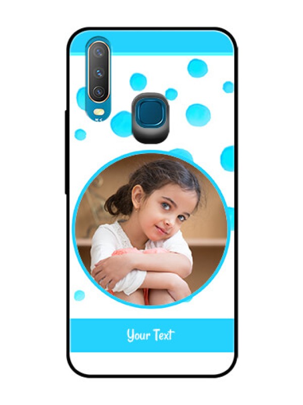 Custom Vivo Y15 Photo Printing on Glass Case  - Blue Bubbles Pattern Design