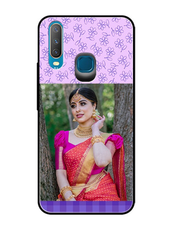 Custom Vivo Y15 Custom Glass Phone Case  - Purple Floral Design