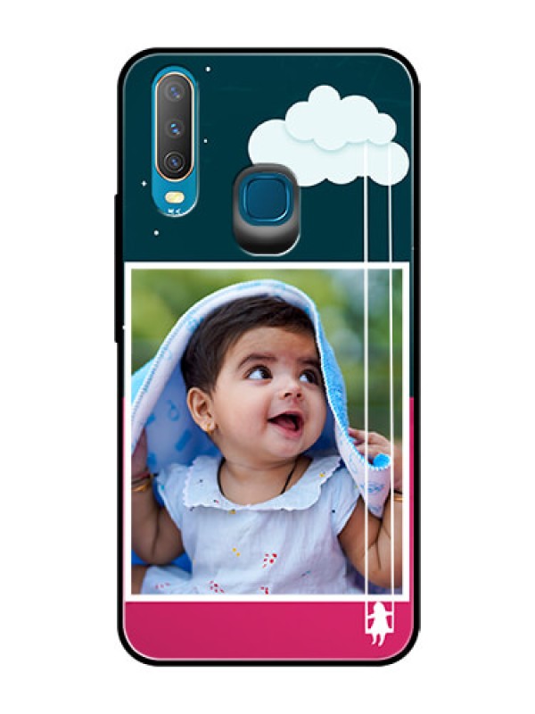 Custom Vivo Y15 Custom Glass Phone Case  - Cute Girl with Cloud Design