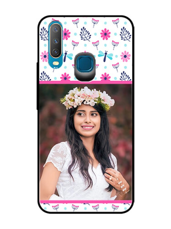 Custom Vivo Y15 Photo Printing on Glass Case  - Colorful Flower Design