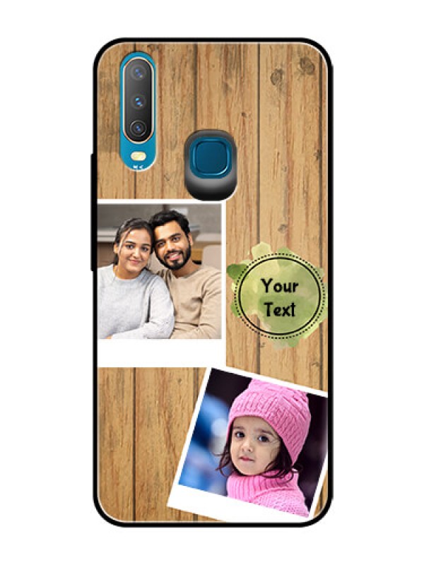 Custom Vivo Y15 Custom Glass Phone Case  - Wooden Texture Design