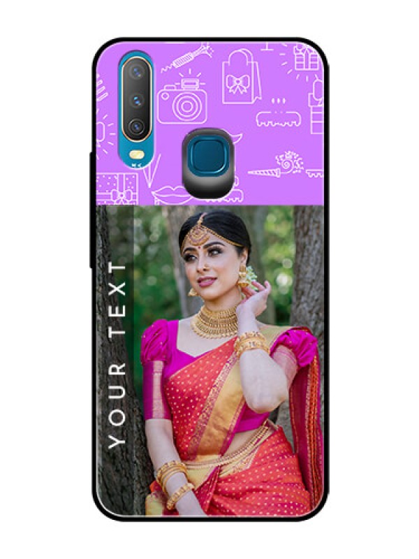 Custom Vivo Y15 Custom Glass Mobile Case  - Birthday Icons Design