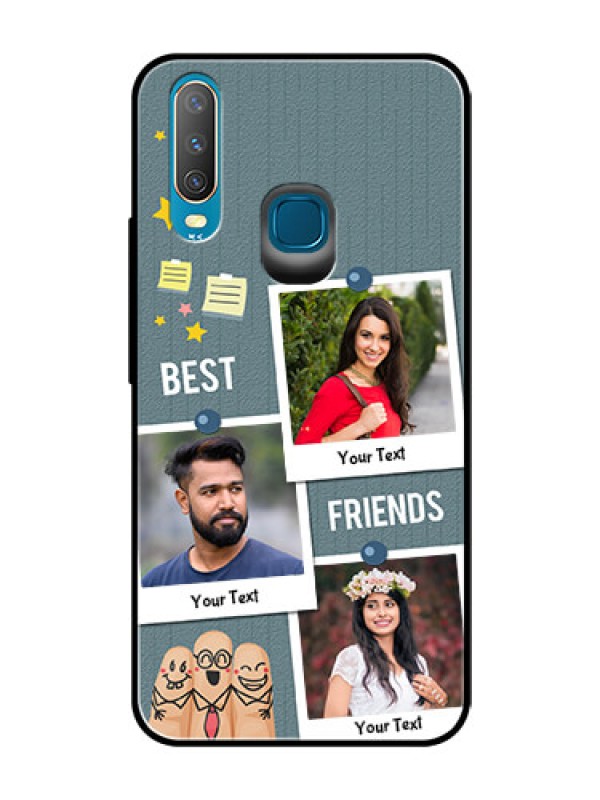 Custom Vivo Y15 Personalized Glass Phone Case  - Sticky Frames and Friendship Design