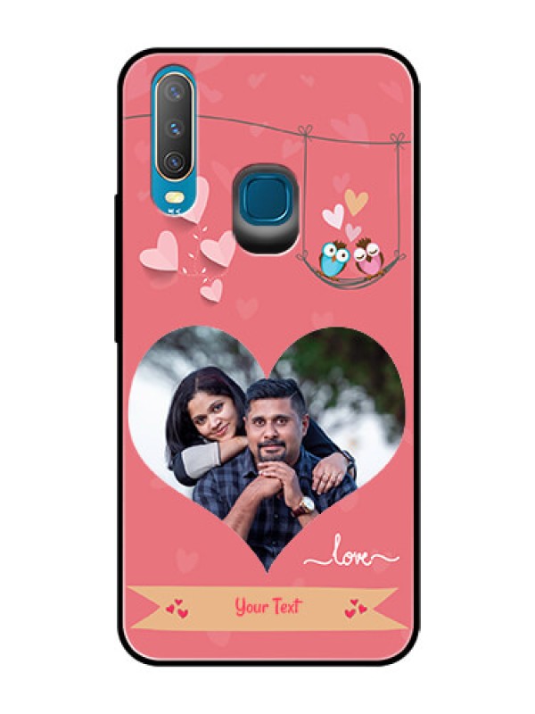 Custom Vivo Y15 Personalized Glass Phone Case  - Peach Color Love Design 