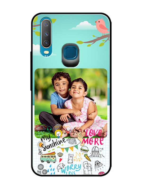 Custom Vivo Y15 Photo Printing on Glass Case  - Doodle love Design