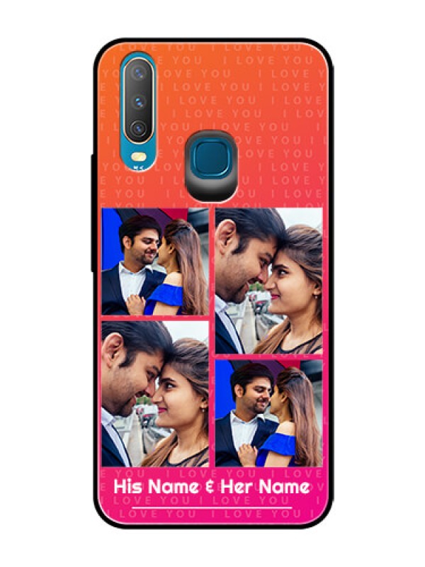 Custom Vivo Y15 Custom Glass Phone Case  - I Love You Pink Design