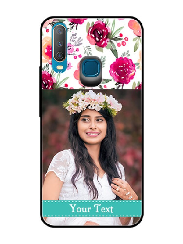 Custom Vivo Y15 Custom Glass Phone Case  - Watercolor Floral Design