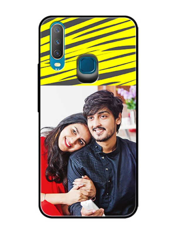 Custom Vivo Y15 Photo Printing on Glass Case  - Yellow Abstract Design