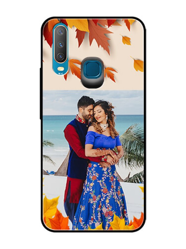Custom Vivo Y15 Photo Printing on Glass Case  - Autumn Maple Leaves Design