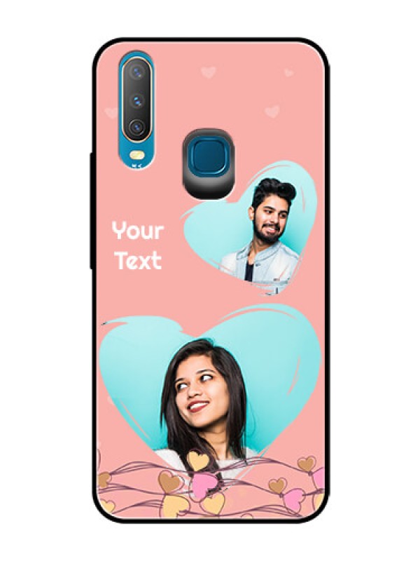 Custom Vivo Y15 Custom Glass Mobile Case  - Love Doodle Design