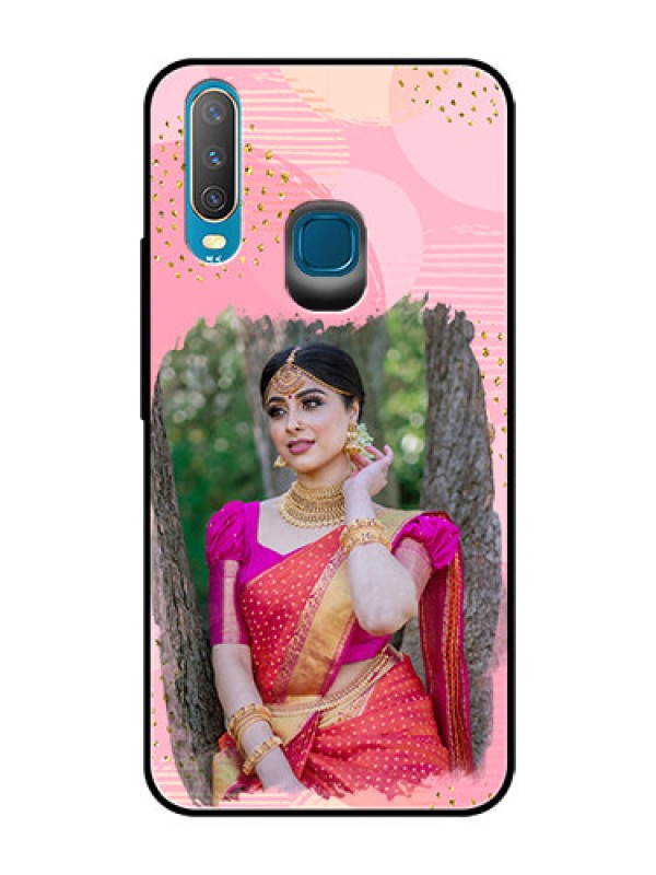 Custom Vivo Y15 Personalized Glass Phone Case  - Gold Glitter Splash Design