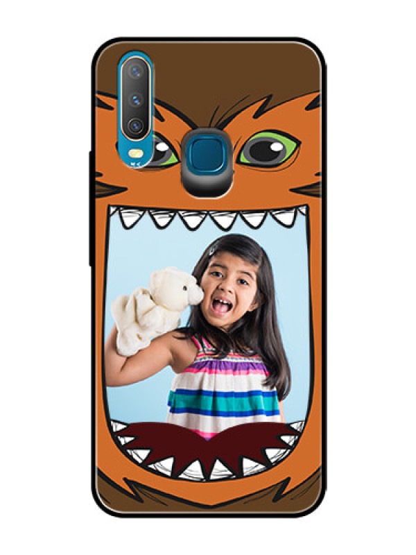 Custom Vivo Y15 Photo Printing on Glass Case  - Owl Monster Back Case Design