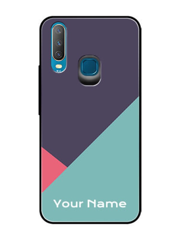 Custom Vivo Y15 Custom Glass Mobile Case - Tri Color abstract Design