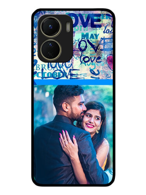 Custom Vivo Y16 Custom Glass Mobile Case - Colorful Love Design