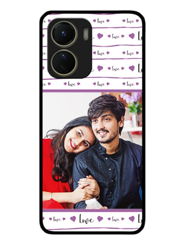 Custom Vivo Y16 Custom Glass Mobile Case - Couples Heart Design