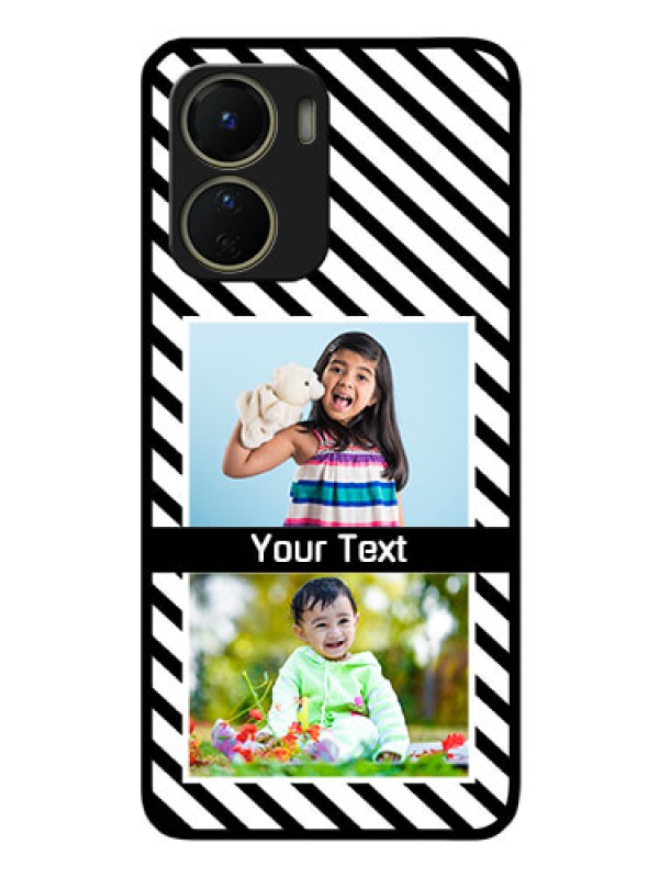 Custom Vivo Y16 Photo Printing on Glass Case - Black And White Stripes Design