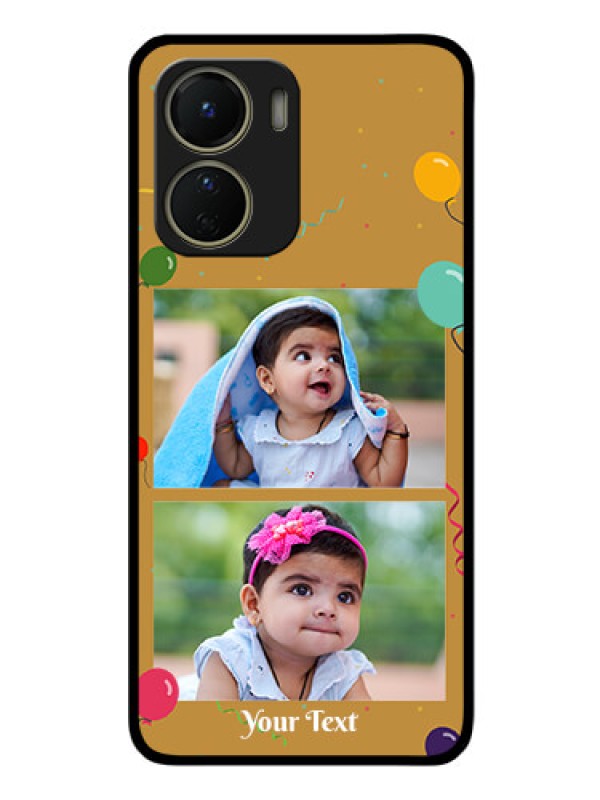 Custom Vivo Y16 Personalized Glass Phone Case - Image Holder with Birthday Celebrations Design