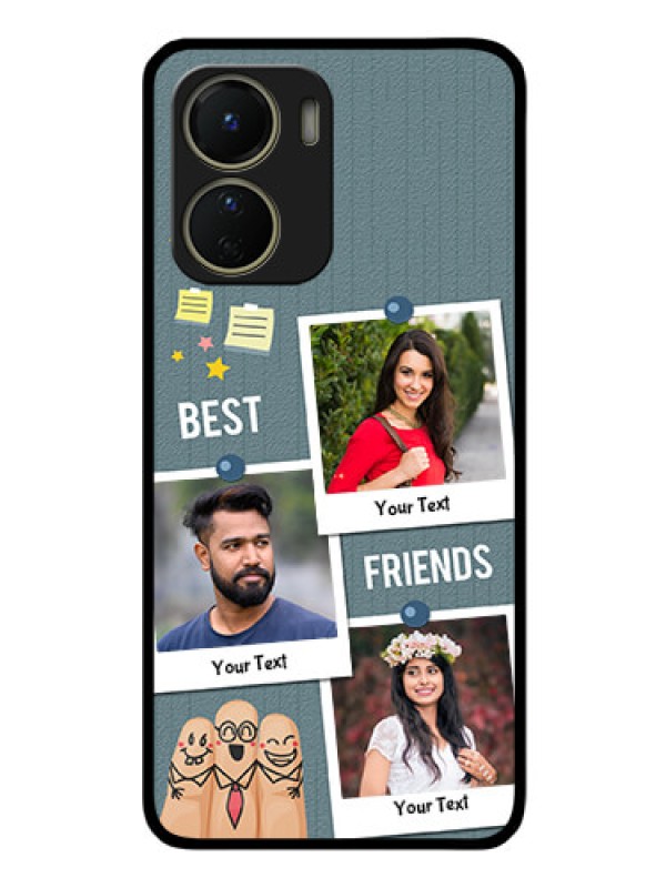 Custom Vivo Y16 Personalized Glass Phone Case - Sticky Frames and Friendship Design