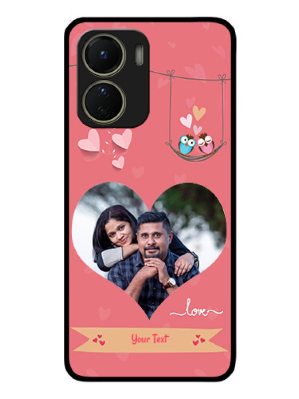 Custom Vivo Y16 Personalized Glass Phone Case - Peach Color Love Design