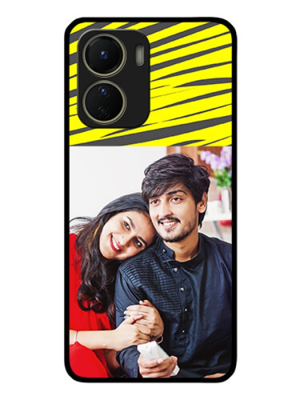 Custom Vivo Y16 Photo Printing on Glass Case - Yellow Abstract Design