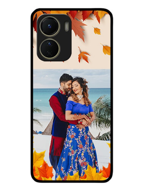 Custom Vivo Y16 Photo Printing on Glass Case - Autumn Maple Leaves Design