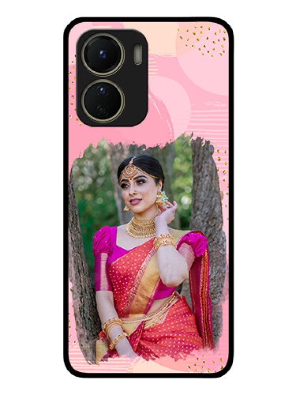 Custom Vivo Y16 Personalized Glass Phone Case - Gold Glitter Splash Design
