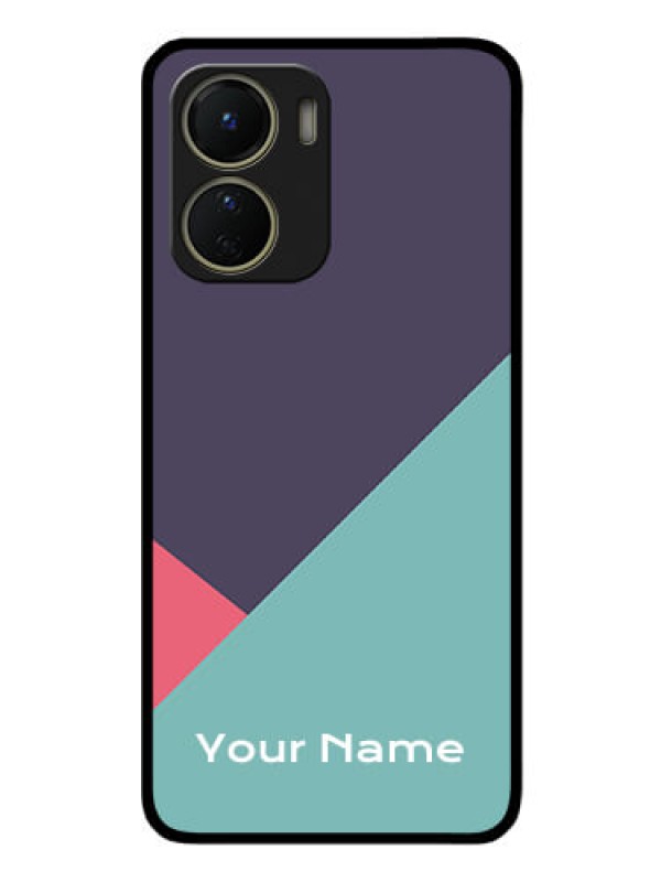 Custom Vivo Y16 Custom Glass Mobile Case - Tri Color abstract Design