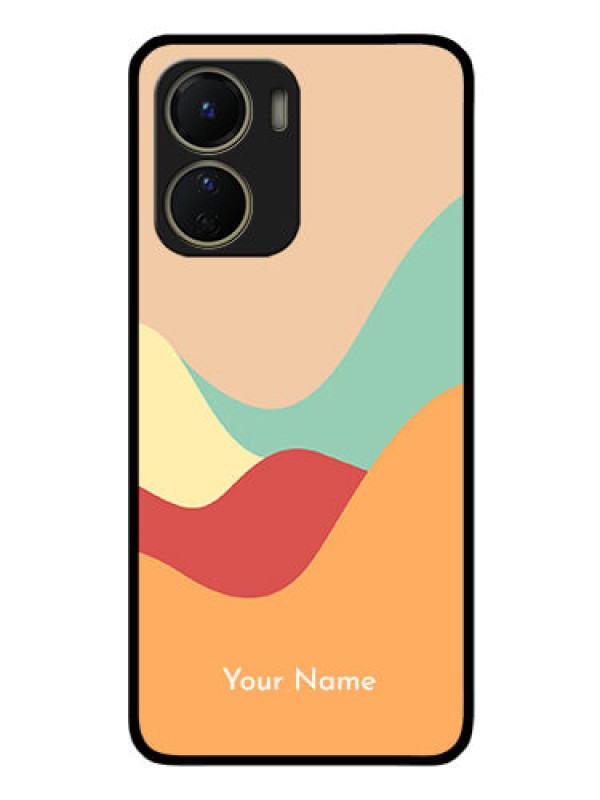 Custom Vivo Y16 Personalized Glass Phone Case - Ocean Waves Multi-colour Design