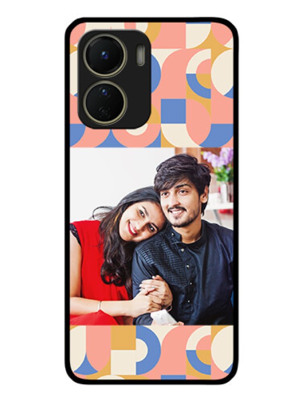 Custom Vivo Y16 Photo Printing on Glass Case - Semi-circle Maze Pattern Design