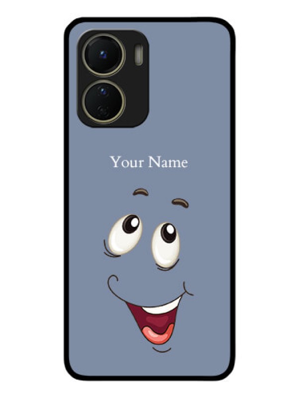 Custom Vivo Y16 Photo Printing on Glass Case - Laughing Cartoon Face Design