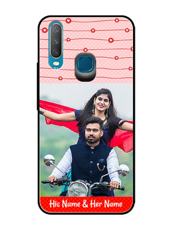 Custom Vivo Y17 Personalized Glass Phone Case  - Red Pattern Case Design