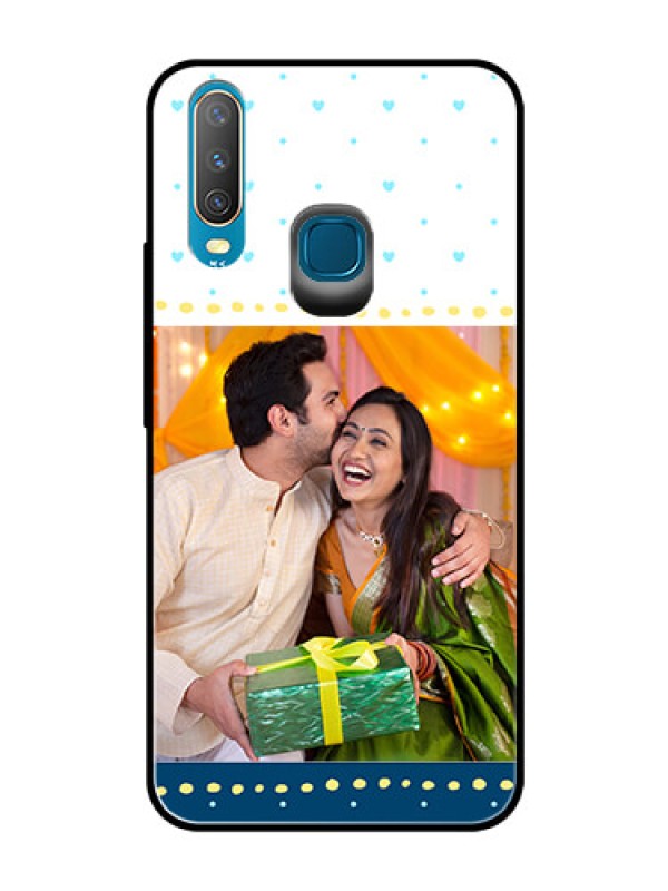 Custom Vivo Y17 Personalized Glass Phone Case  - White and Blue Abstract Design
