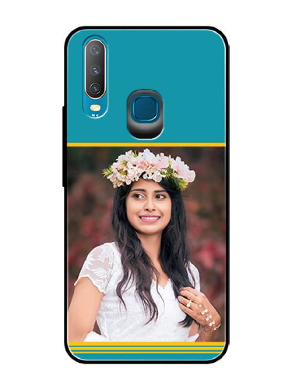 Custom Vivo Y17 Custom Glass Phone Case  - Yellow & Blue Design 