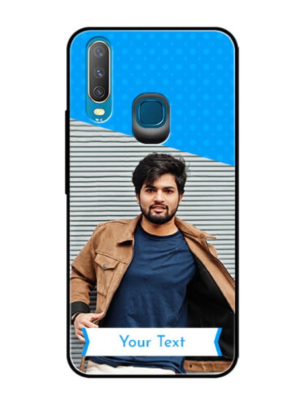 Custom Vivo Y17 Photo Printing on Glass Case  - Simple Blue Color Design