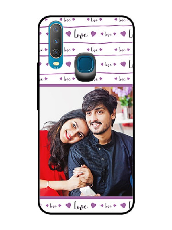Custom Vivo Y17 Custom Glass Mobile Case  - Couples Heart Design