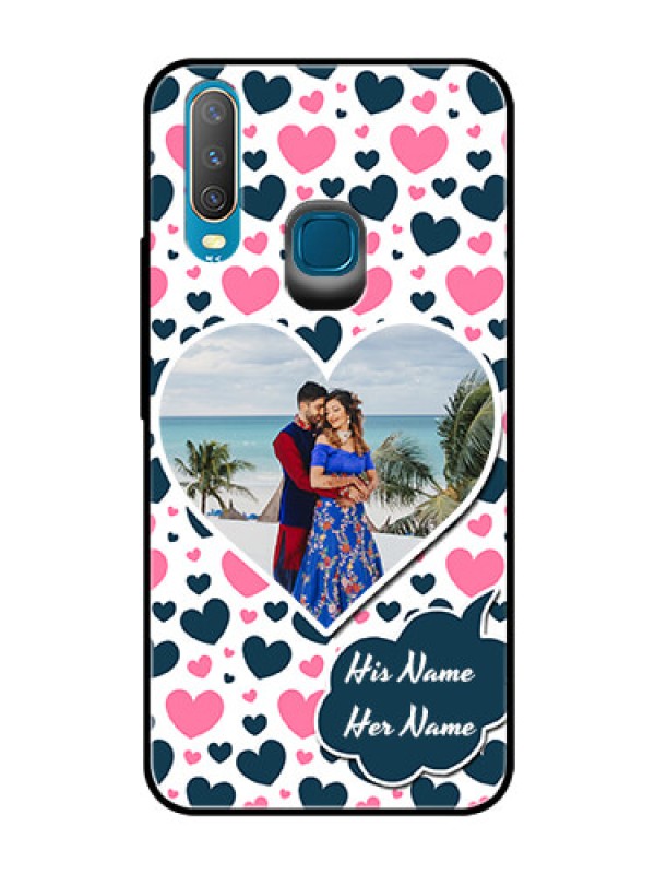Custom Vivo Y17 Custom Glass Phone Case  - Pink & Blue Heart Design