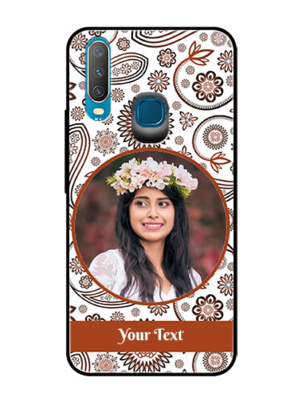 Custom Vivo Y17 Custom Glass Mobile Case  - Abstract Floral Design 