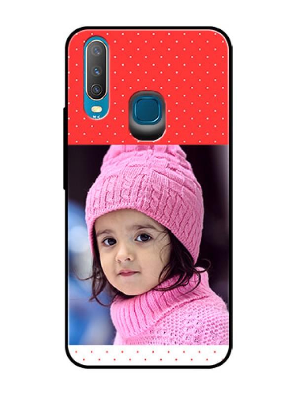 Custom Vivo Y17 Photo Printing on Glass Case  - Red Pattern Design