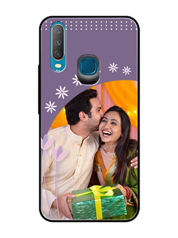 Custom Vivo Y17 Custom Glass Mobile Case  - Lavender flowers design 