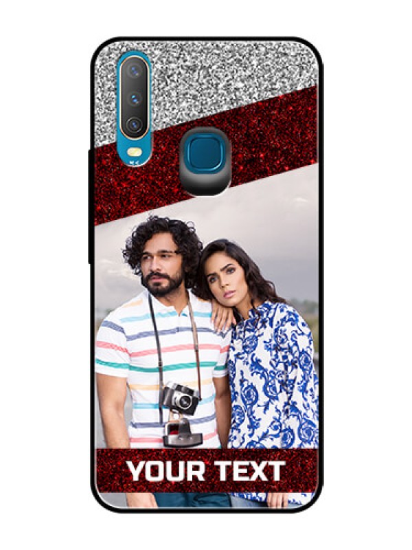 Custom Vivo Y17 Personalized Glass Phone Case  - Image Holder with Glitter Strip Design